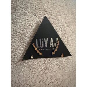 Luv AJ Rose Gold Pave Crystal Zigzag Ear Crawler and Stud Earring Set